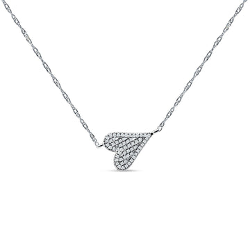 Diamond Sideways Heart Necklace 14K White Gold 0.09ct Wholesale